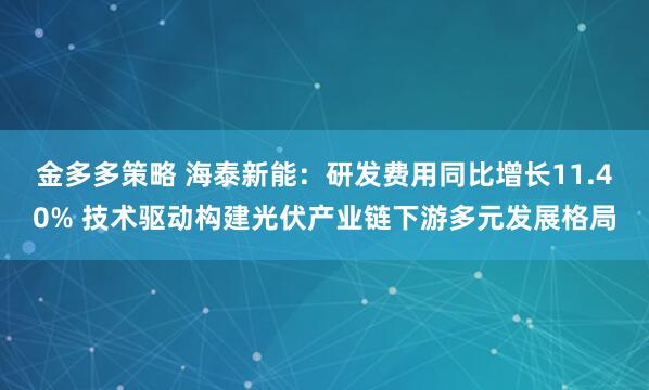 金多多策略 海泰新能：研发费用同比增长11.40% 技术驱动构建光伏产业链下游多元发展格局